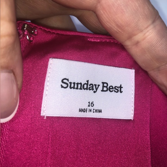 Aritzia Sunday Best Pink Shimmer Satin Mini Party Dress Shimmer Pink Size 16/XL - Picture 5 of 6